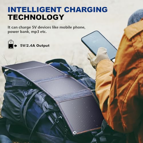 Bigblue [Upgraded Tiny Solar Charger] BigBlue 14W SunPower Solar Panels with USB-A Port(5V/2.4A Max), IPX4 Waterproof, Portable Solar Phone Charger Compatible with iPhone X/8/7, Tablet, Samsung LG etc - Image 3