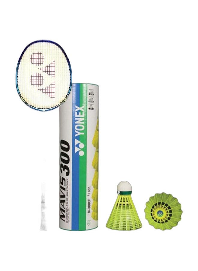Yonex Nanoray Ace Cyan 4U G5 Badminton Racket + Mavis 300 Green Cap Slow Badminton Shuttlecock 6 Pack, Yellow Pack  - Image 1