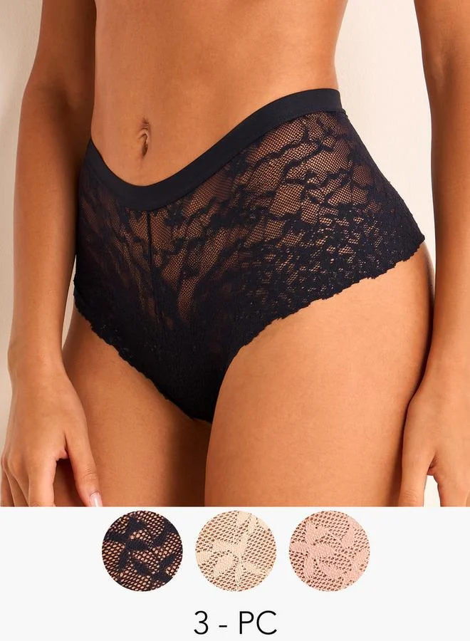 سبلاش فيڤ Set of 3 - Full Briefs High Waist Lace Design
