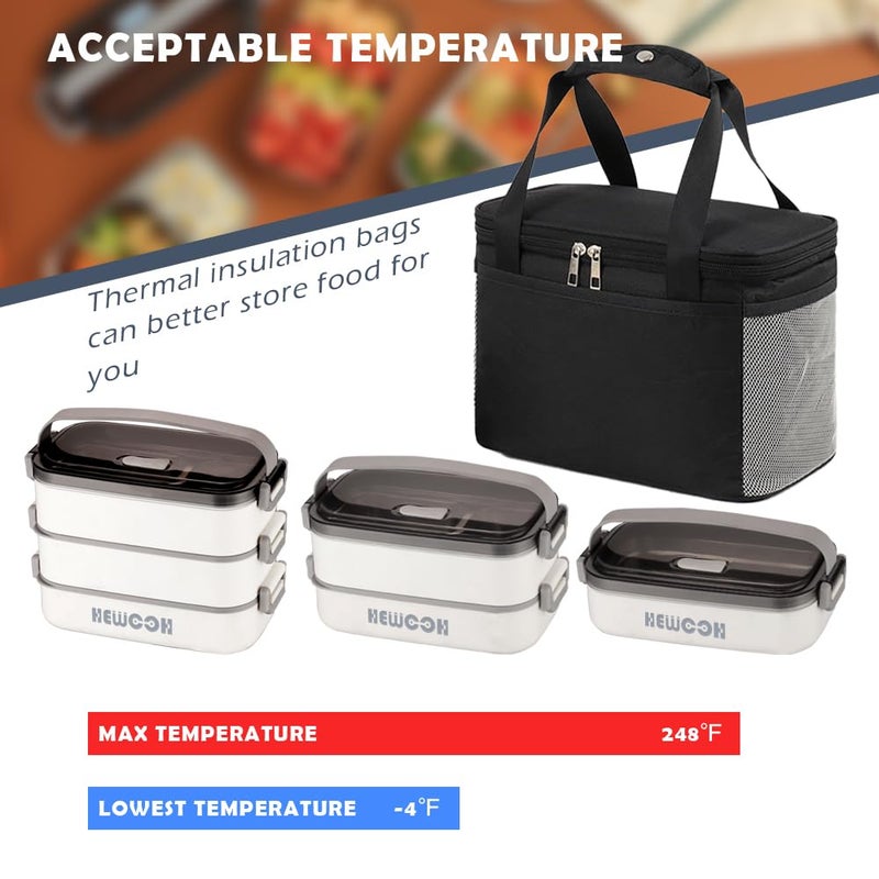 HEWOOH Large Bento Box Adult Lunch Box (74 Oz Large Capacity), Reusable, Including Lunch Bag,Salad Cup, Cutlery, 3 Dividers, Suitable For Dishwasher And Microwave.(White) - Image 4