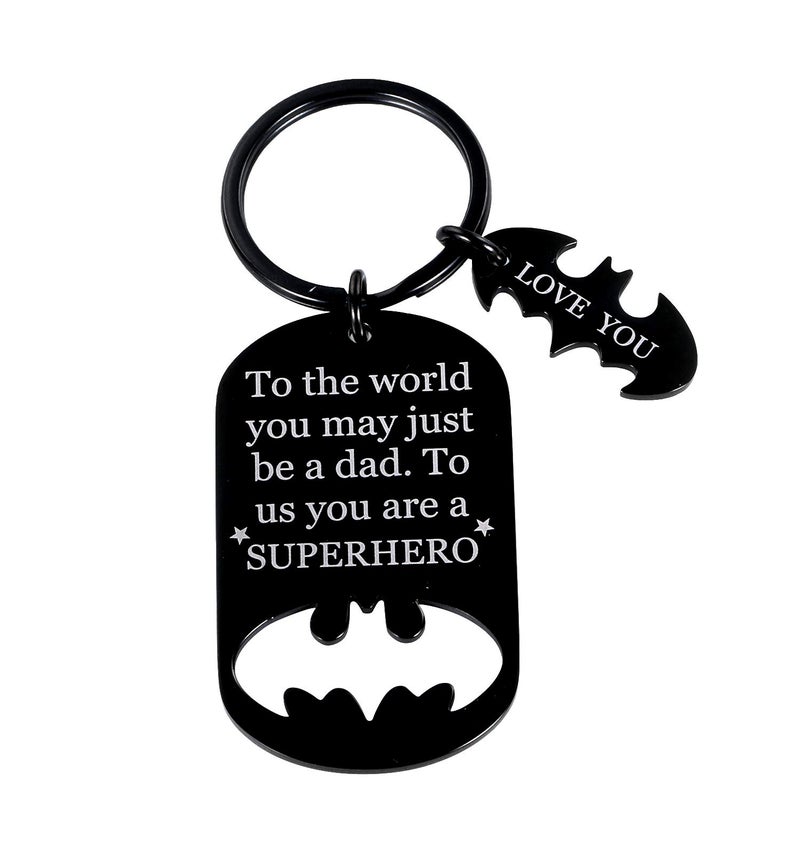 Fleure Esme Fathers Gifts Dad Birthday Keychain for Daddy Step Dad to Be Husband from Daughter Son Wife Kids I Love You Key Ring Father of The Bride Step Father Figure Wedding Anniversary Men Him Black - Image 1