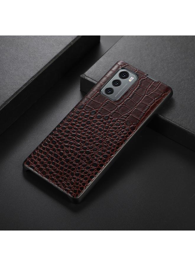 اس-توب جراب لهاتف LG Wing 5G مصنوع من جلد التمساح بطبقة علوية من جلد البقر - Image 2