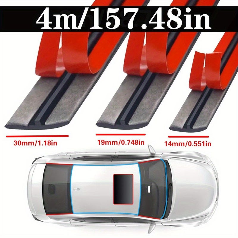 157.48 Inches 30mm Acoustic Car Windshield Seal Roofline Edge Tape Waterproof Dustproof Wind Noise Sealing Strip - Image 2