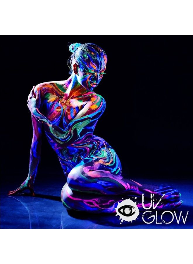 UV Glow طلاء وجه وجسم يتوهج تحت الأشعة فوق البنفسجية 0.34 أونصة - مجموعة من 8 أنابيب - نيون فلوريسنت (جميع الألوان) - Image 5
