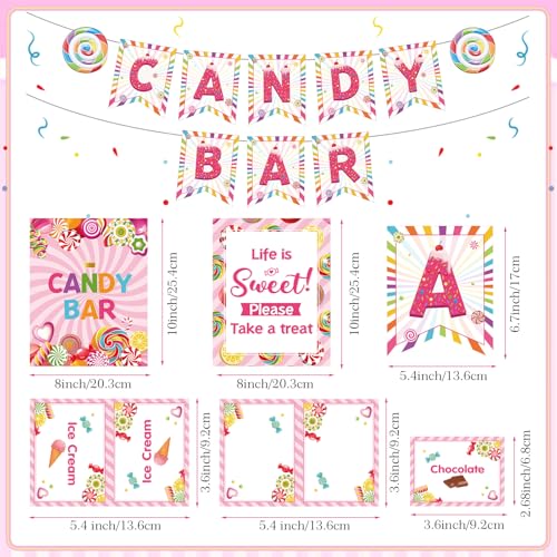 Outus 32 Pcs Christmas Candy Bar Decorations Kit Candy Bar Banner Sweet Candies Peppermint Table Signs Food Labels Tent Cards for Candies Sweet Birthday Baby Shower Wedding Party Decor Supplies - Image 5