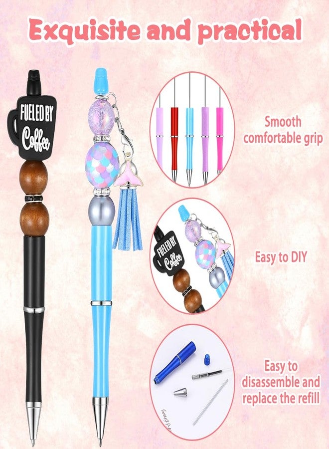 Vellibring 150 Pcs DIY Beadable Pen Kit Multicolor Bulk Ballpoint DIY Crafting Pens with 8 Colors Refills & Bags for Students Teens Teachers School Office Accessories Supplies - Image 3