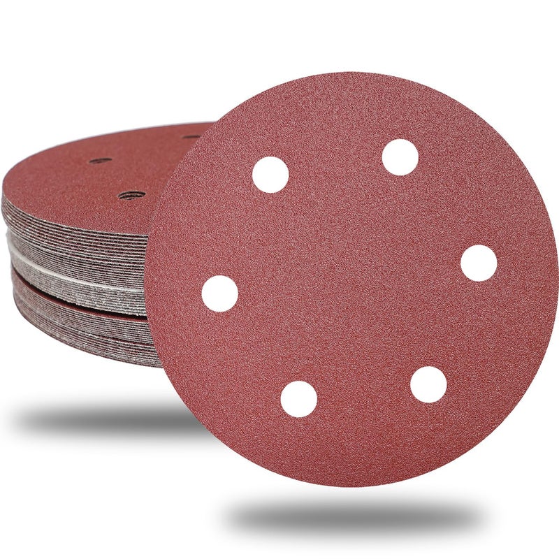Tonmp 30 PCS 9 Inch 6 Hole Drywall Sanding Discs Set- 80 100 120 180 240 400 Grits, 9" Sandpaper Discs with Hook & Loop Backing, Fast Cutting Aluminum Oxide Abrasive for Drywall Power Sander, Wood Sander - Image 1