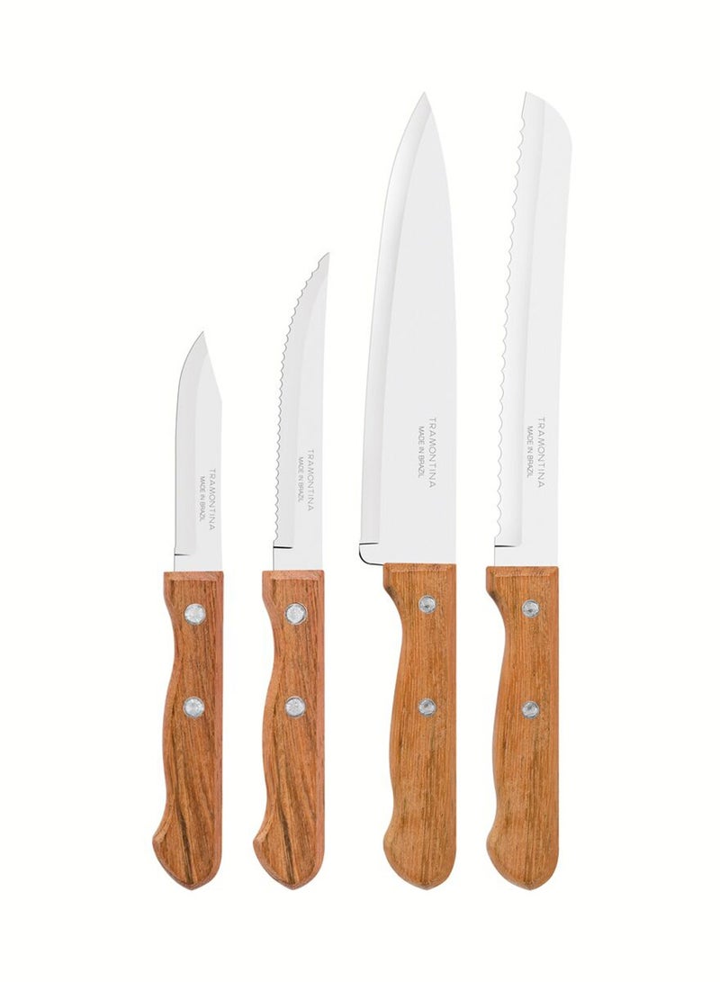 TRAMONTINA Tramontina Dynamic 4 Pieces Knife Set with Stainless Steel Blade and Natural Wood Handle  - Image 2