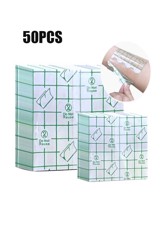ZVEV - 50PCS Shower Waterproof Patch Tattoo Aftercare Bandage, Transparent Film Dressing,PU Membrane Waterproof Sticker,Second Skin Healing Protective Bandages Stretch Antibacterial Wound Tape - Image 1
