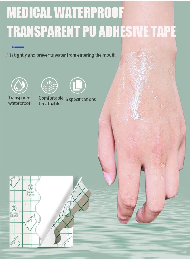 ZVEV - 50PCS Shower Waterproof Patch Tattoo Aftercare Bandage, Transparent Film Dressing,PU Membrane Waterproof Sticker,Second Skin Healing Protective Bandages Stretch Antibacterial Wound Tape - Image 1