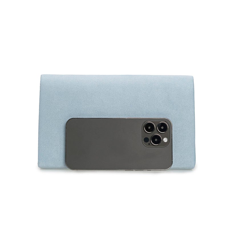 CHARMING TAILOR Faux Suede Clutch Bag Elegant Woman Evening Purse for Wedding/Prom/Black-Tie Events (Light Blue) - Image 4