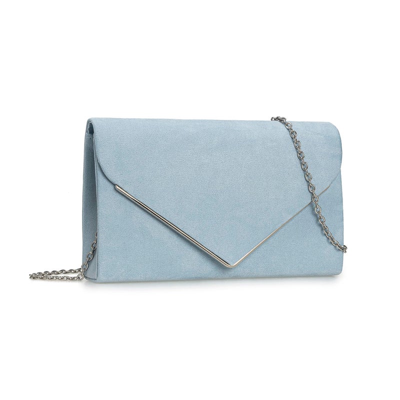 CHARMING TAILOR Faux Suede Clutch Bag Elegant Woman Evening Purse for Wedding/Prom/Black-Tie Events (Light Blue) - Image 3