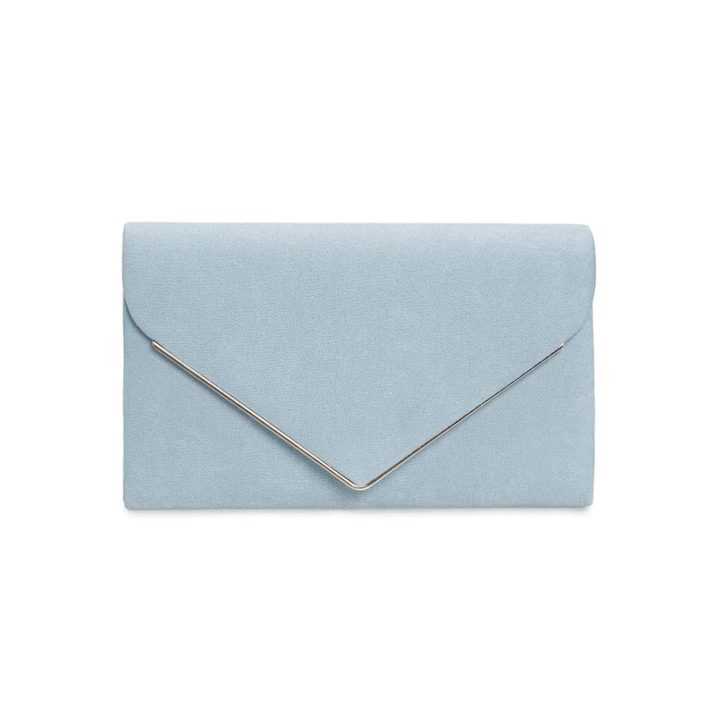 CHARMING TAILOR Faux Suede Clutch Bag Elegant Woman Evening Purse for Wedding/Prom/Black-Tie Events (Light Blue) - Image 1