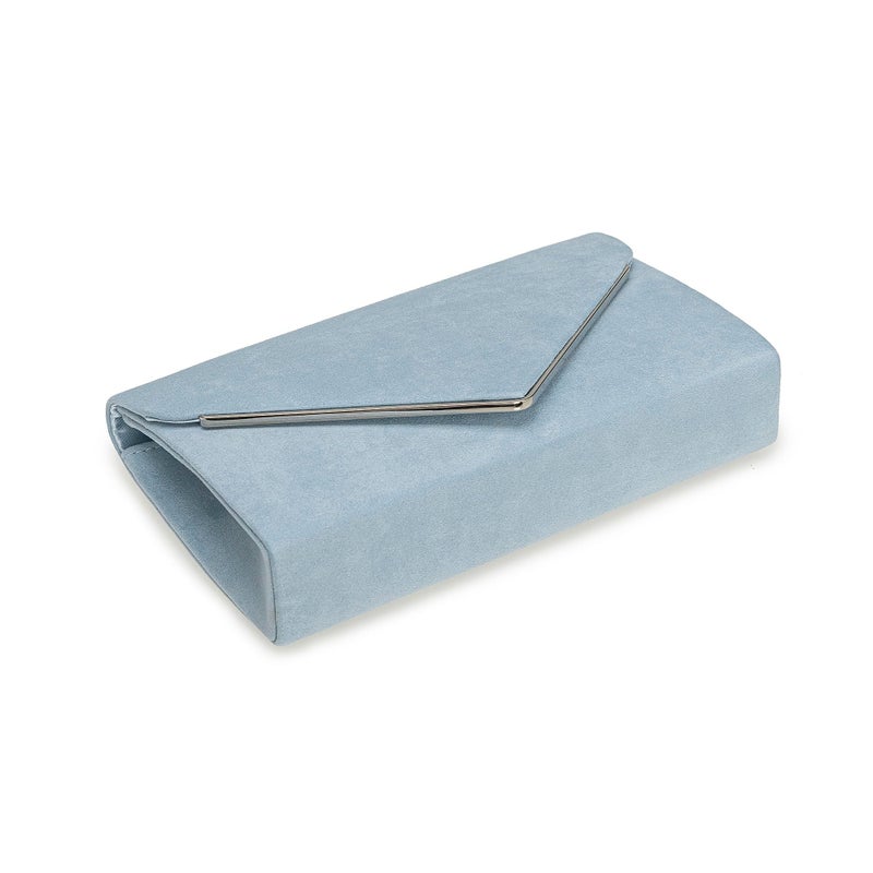 CHARMING TAILOR Faux Suede Clutch Bag Elegant Woman Evening Purse for Wedding/Prom/Black-Tie Events (Light Blue) - Image 5