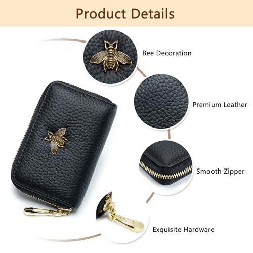 imeetu RFID Credit Card Holder, Small Leather Zipper Card Case Wallet for Women (Lite,Cobalt Blue) - Image 3