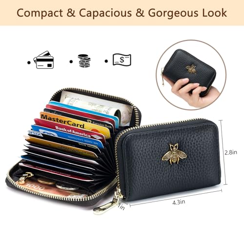 imeetu RFID Credit Card Holder, Small Leather Zipper Card Case Wallet for Women (Lite,Cobalt Blue) - Image 5