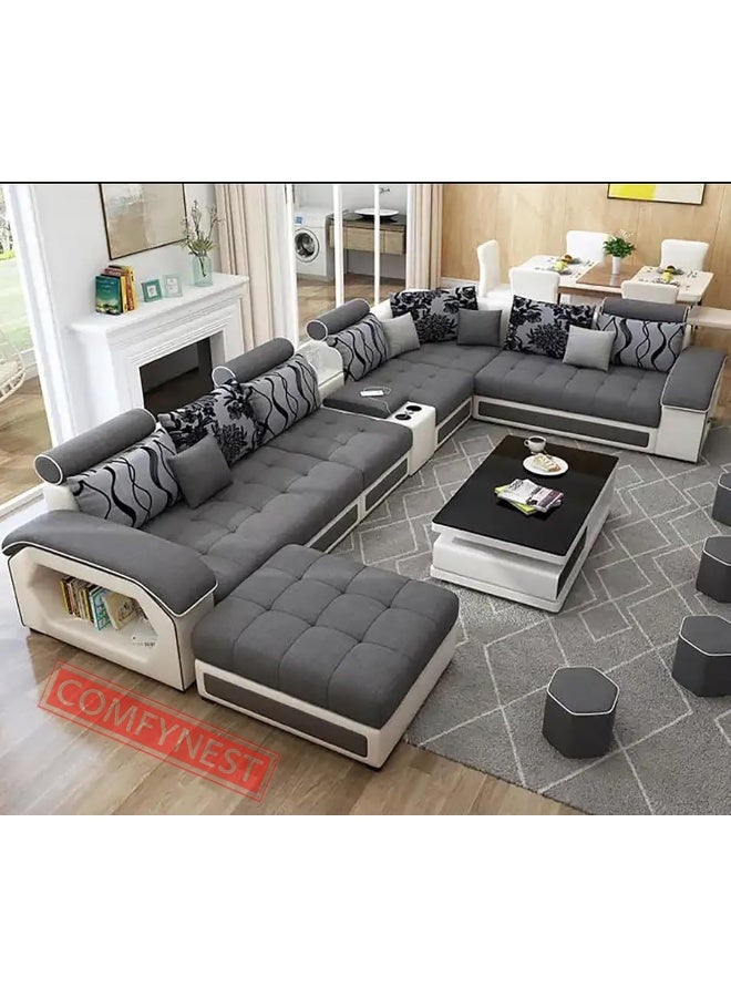Comfynest مجموعة أرائك كومفينست الجديدة 7 مقاعد تصميم فريد مثالي لغرف المعيشة الخاصة بك (رمادي محايد) - Image 1