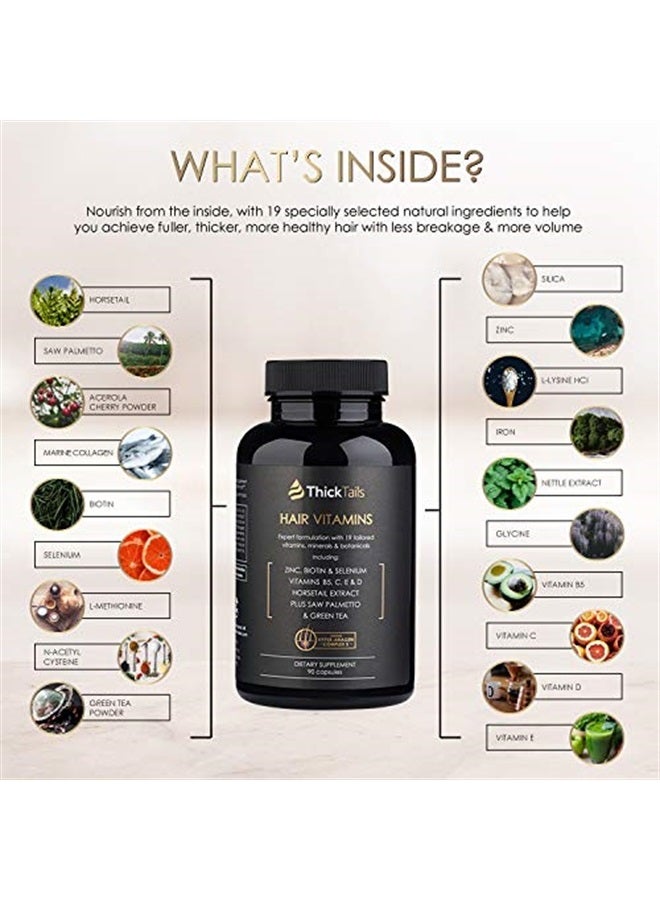 ThickTails Hair Growth Vitamins Pills - For Women With Thinning Hair Due to Menopause & Stress. Natural Hair Growth Formula. Regrowth. With Biotin Saw Palmetto Horsetail. DHT Blocking. 1 Month Supply - Image 4