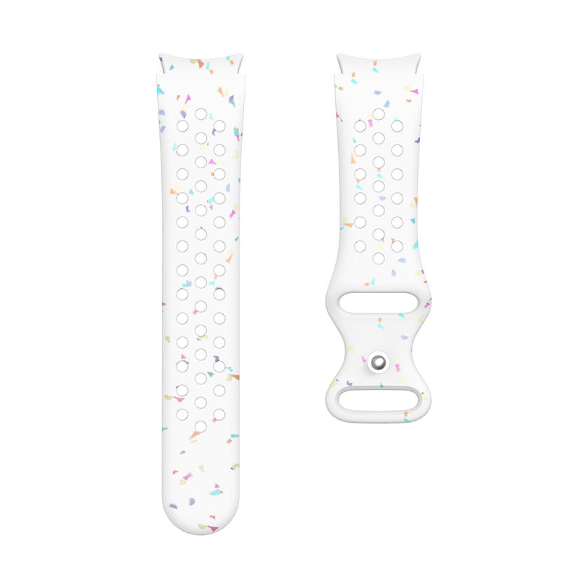 إيروريكس لساعة سامسونج جالاكسي 7 40 / 44 مم، سوار ساعة سيليكون صديق للبيئة بنقاط ملونة حبيبية (أبيض) - Image 4