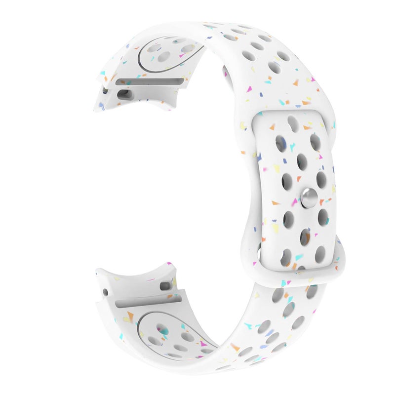 إيروريكس لساعة سامسونج جالاكسي 7 40 / 44 مم، سوار ساعة سيليكون صديق للبيئة بنقاط ملونة حبيبية (أبيض) - Image 3