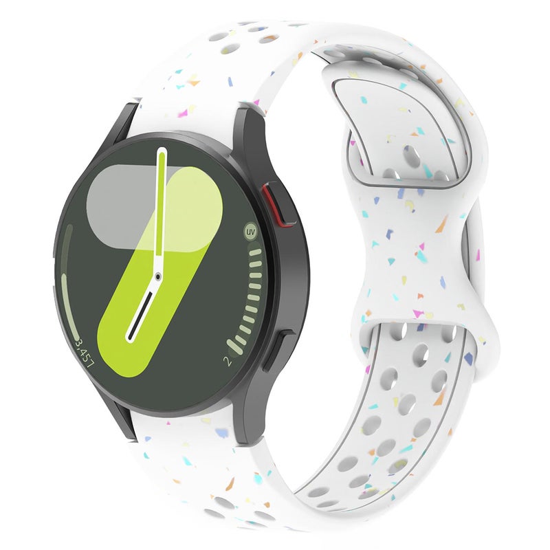 إيروريكس لساعة سامسونج جالاكسي 7 40 / 44 مم، سوار ساعة سيليكون صديق للبيئة بنقاط ملونة حبيبية (أبيض) - Image 1