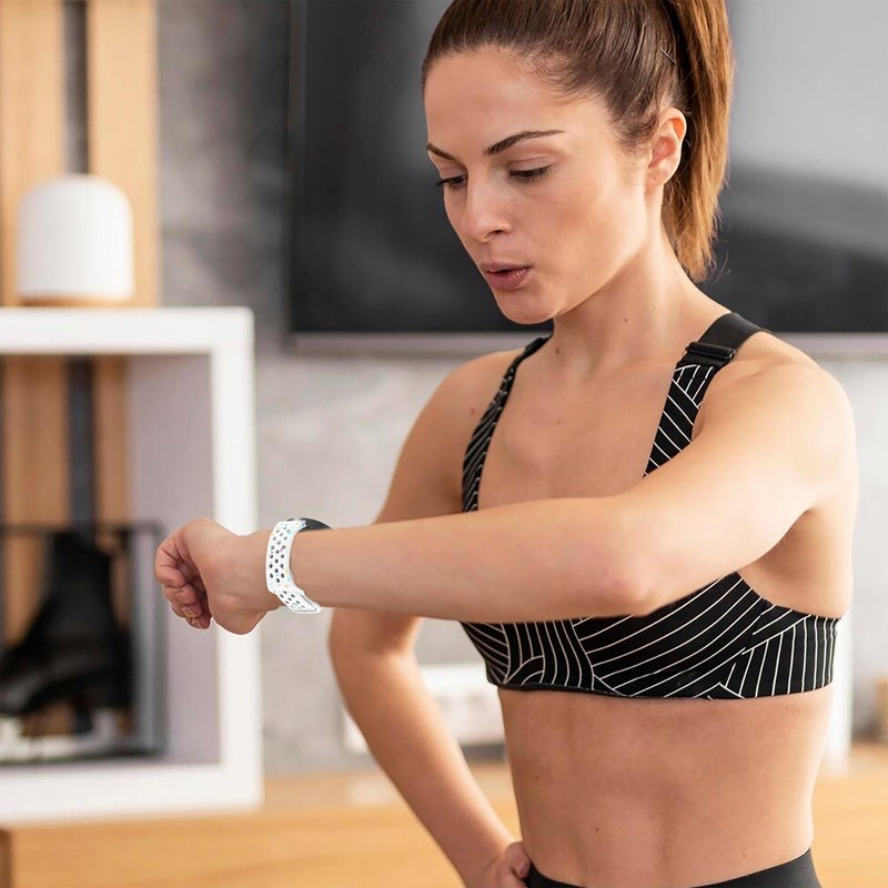 إيروريكس لساعة سامسونج جالاكسي 7 40 / 44 مم، سوار ساعة سيليكون صديق للبيئة بنقاط ملونة حبيبية (أبيض) - Image 5