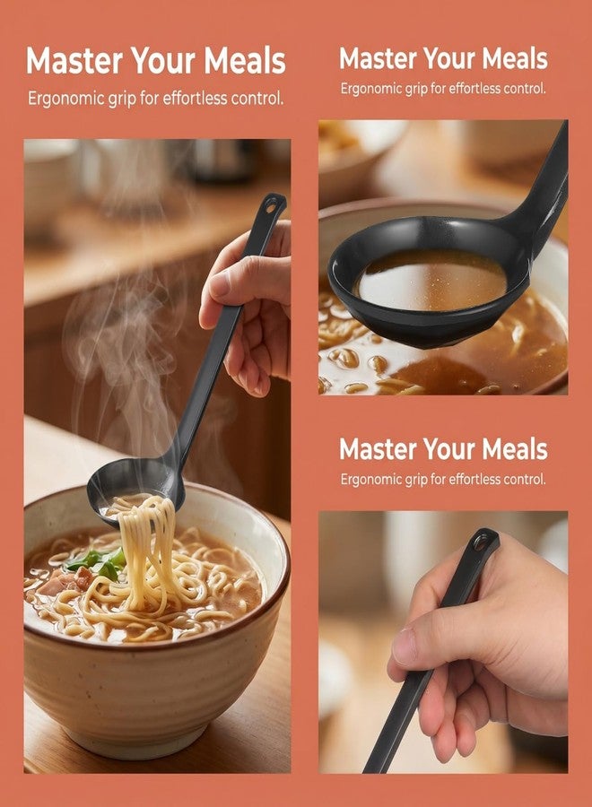 JOINPAYA 5Pcs Turtle Shell Ramen Soup Spoons Long Handle Japanese Style Hot Pot Soup Spoons Dishwasher Safe Kitchen Tableware - Image 3