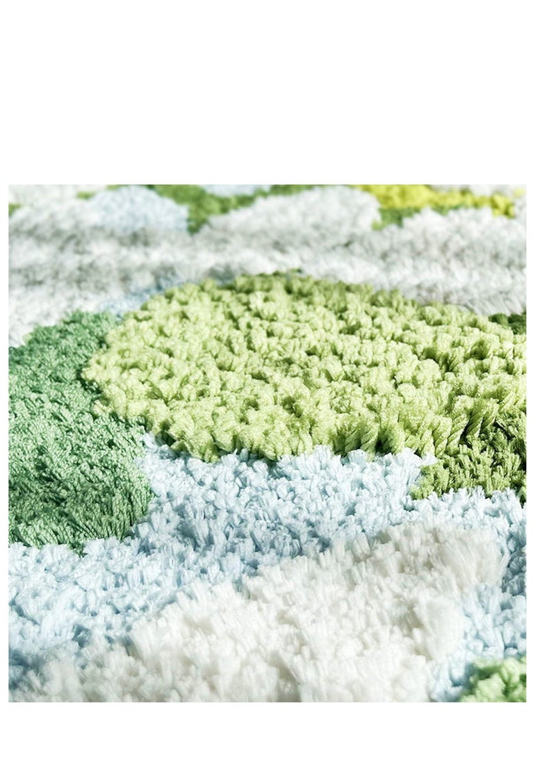 Green Moss Bathroom Rugs, 35.4''x23.6''Microfiber Water Absorbent Aesthetic Rug, Bath Mat Washable Non Skid Doormats - Image 5