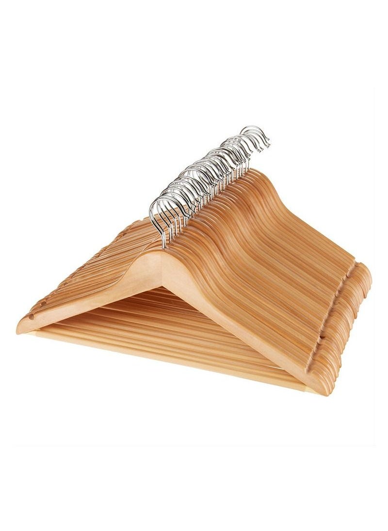 AXENTURE - 15-Piece Non-Slip 360° Swivel Hook And Precisely Cut Notches Wooden Hangers Natural Wood/Silver 44.5x23x1.01cm - Image 1