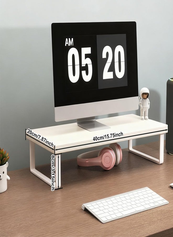 crayfomo Stable Wood Computer Monitor Stand for Desk Organizers, Anti-Slip Computer Riser Monitor Shelf for PC Laptop Notebook Home & Office (White) - Image 3