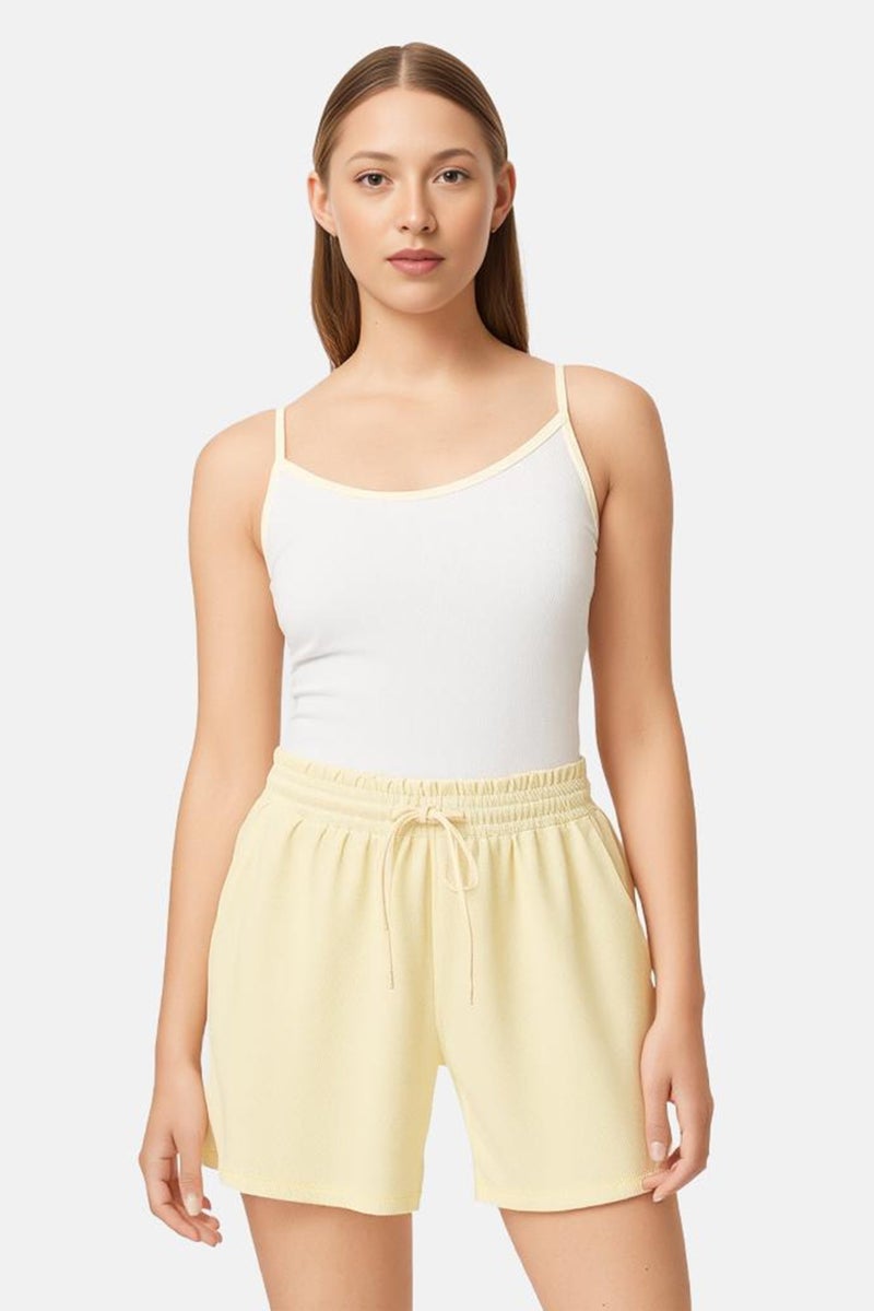 Style Not Size x Jenni Women Plus Size Ribbed Pajama Shorts, Yellow - Image 1