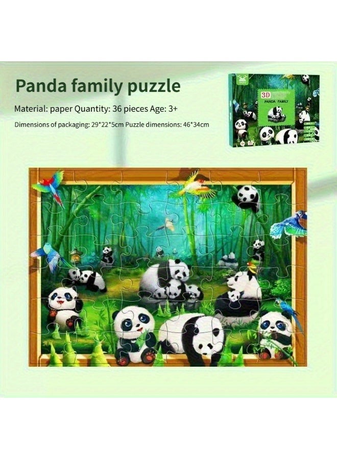 36 Piece Animal Panda Paper Jigsaw Puzzle Set for Kids Ages 3-6 - Fairy Tale Learning Toys, Preschool Educational Puzzles for Toddlers and Kids - Image 4