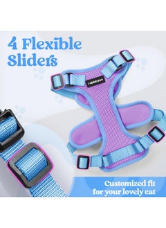 Rabbitgoo rabbitgoo Cat Harness and Leash Set, Escape Proof Soft Adjustable Vest Harnesses for Outdoor Walking, Easy Control Breathable Kitten Jacket with Reflective Strips, Purple & Blue, XS  - Image 4