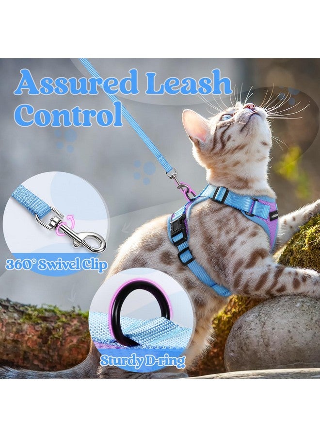 رابيتجو طقم حزام ومقود للقطط من rabbitgoo، حزام صدرية ناعم قابل للتعديل مقاوم للهروب للمشي في الهواء الطلق، سترة قطط صغيرة سهلة التحكم وجيدة التهوية مع شرائط عاكسة، بنفسجي وأزرق، مقاس XS - Image 5