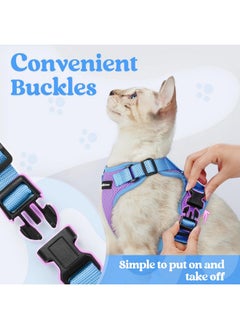 Rabbitgoo rabbitgoo Cat Harness and Leash Set, Escape Proof Soft Adjustable Vest Harnesses for Outdoor Walking, Easy Control Breathable Kitten Jacket with Reflective Strips, Purple & Blue, XS  - Image 3