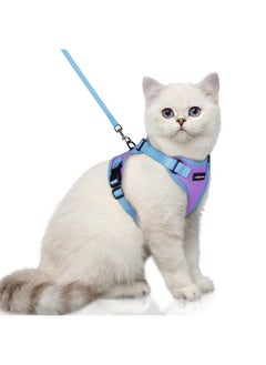 Rabbitgoo rabbitgoo Cat Harness and Leash Set, Escape Proof Soft Adjustable Vest Harnesses for Outdoor Walking, Easy Control Breathable Kitten Jacket with Reflective Strips, Purple & Blue, XS  - Image 1