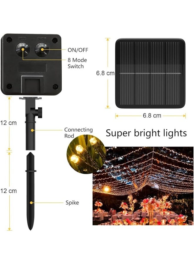 Solar String Lights for Outside,12M 100 LED Solar Powered String Light Outdoor with 8 Modes, IP65 Waterproof Solar Christmas Lights for Yard,Fence,Balcony,Party,Christmas Tree Decorations - Image 2