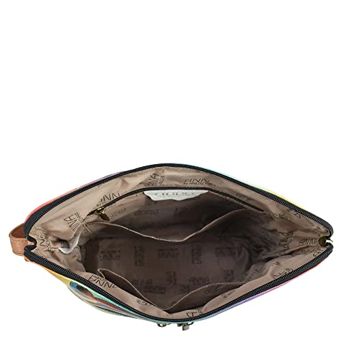 Anna by Anuschka Women's Hand-Painted Genuine Leather Large Crossbody - Antique Hibiscus - Image 4