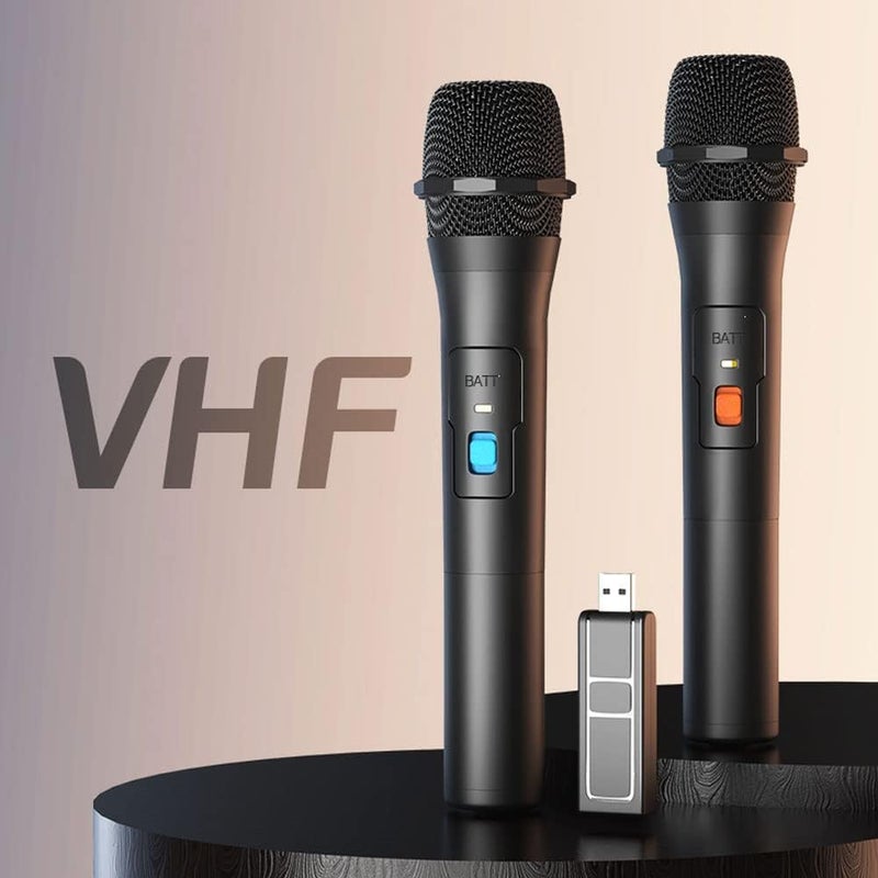 ميكروفون لاسلكي VHF، مكبر صوت ميكروفون كاريوكي محمول عالمي، نظام ميكروفون لاسلكي داخلي وخارجي بقوة تزيد عن 110 ديسيبل مع مستقبل USB للغناء والكاريوكي والخطب وحفلات الزفاف والكنيسة - Image 5