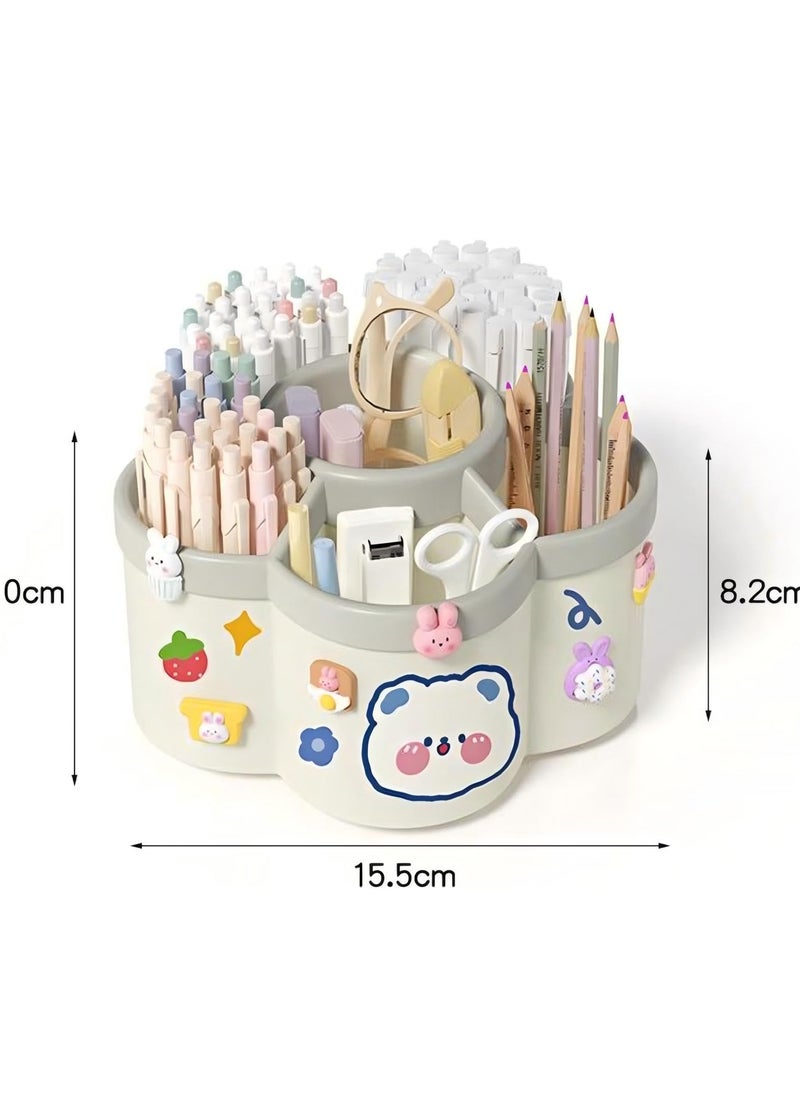 BenQuand Desk Pen Organizer Container with 6 Slots, 360°Rotating Pencil Pen Holder With Large-capacity for Desk Organizer, Pencil Holder for Desk, Office, School, Home Use  - Image 4