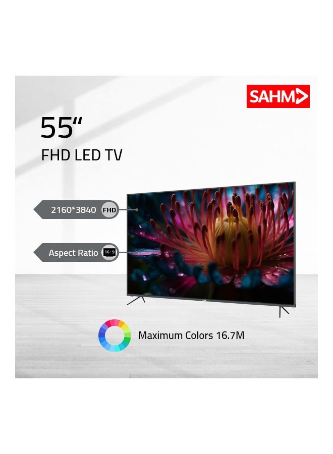 سهم تلفزيون ذكي 4 كيه  بدقة الترا اتش دي مقاس 55 بوصة، أندرويد 14 مع اي شير، يوتيوب، دقة 3840x2160، منافذ اتش دي ام اي ويو اس بي، جهاز تحكم عن بعد، حامل حائط، لون أسود | اسم الموديل: SHM-55LPS - Image 2