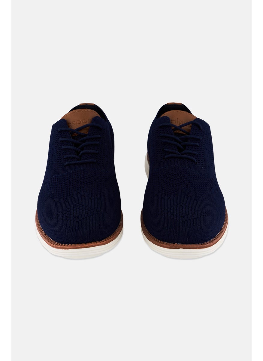 Algspar Men Brand Logo Lace Up Casual Shoes, Navy Blue  - Image 4