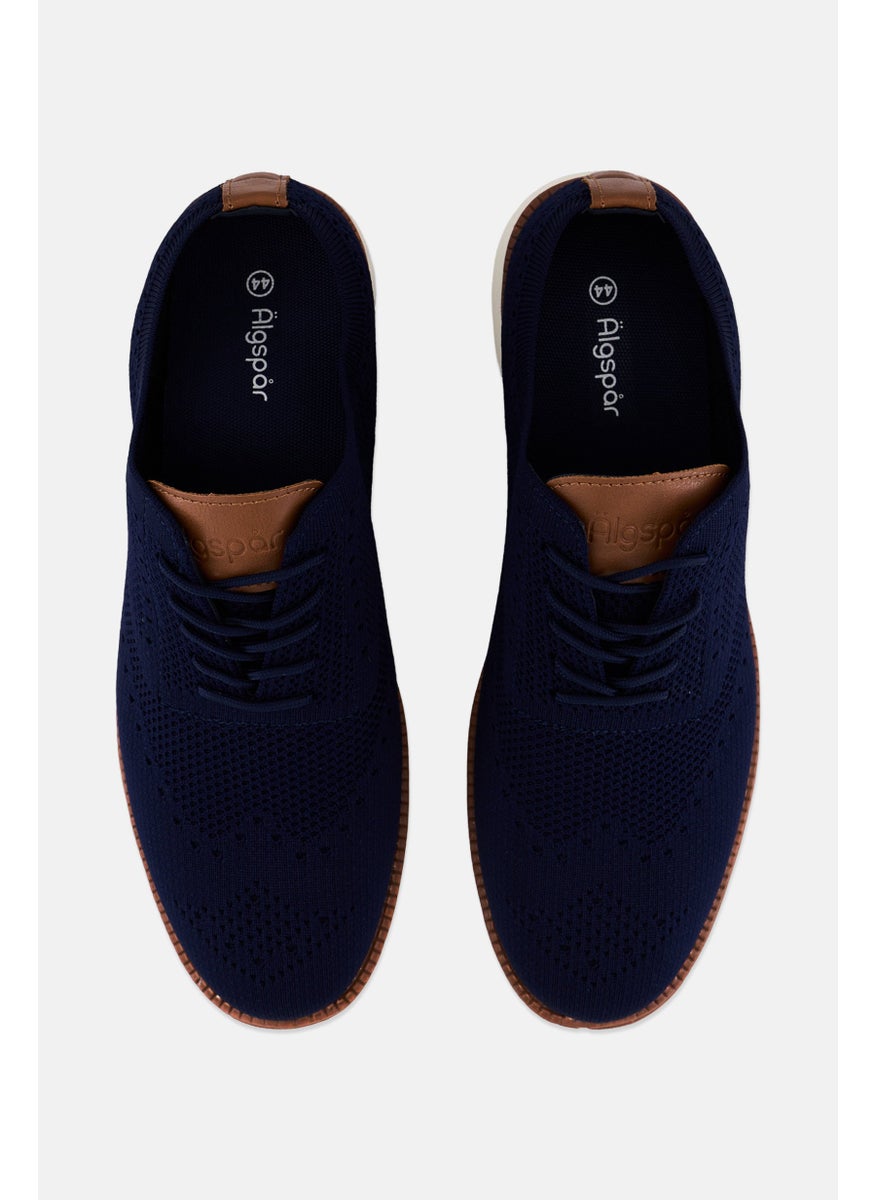 Algspar Men Brand Logo Lace Up Casual Shoes, Navy Blue  - Image 3