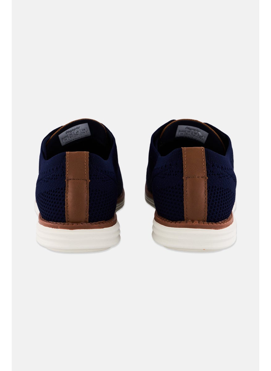 Algspar Men Brand Logo Lace Up Casual Shoes, Navy Blue  - Image 2