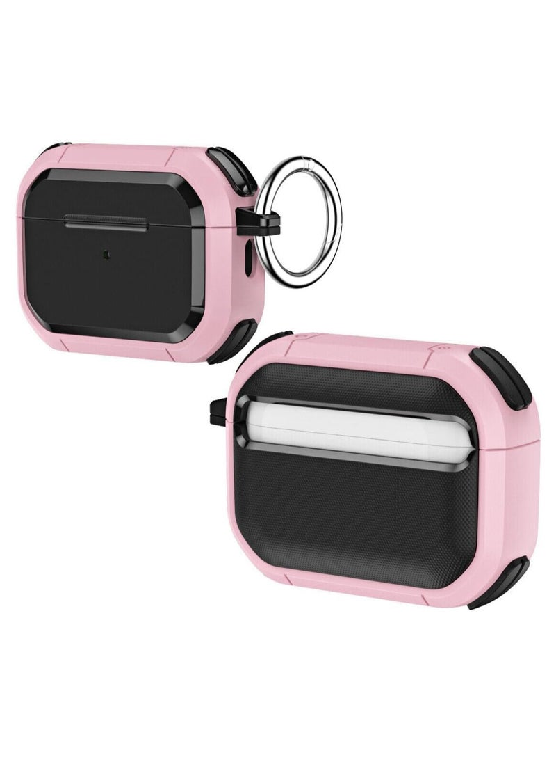 Case Apple AirPods Pro 2 360° Protection Rugged Hard Shell Shockproof Cover, Carabiner Secure Hook Clip, Flush/Snug Fit, LED Indicator, Wireless Charging, Airpod pro2 (Pink)