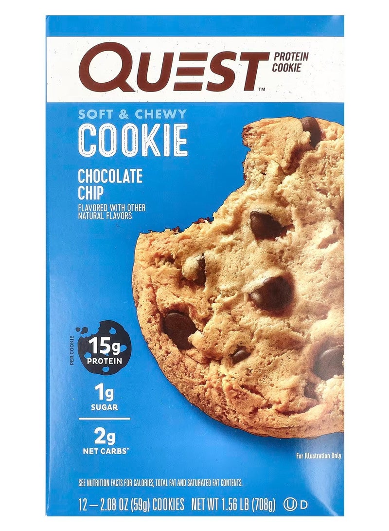 Quest Nutrition Quest Cookies Chocolate Chip 59g Pack of 12 - Image 3