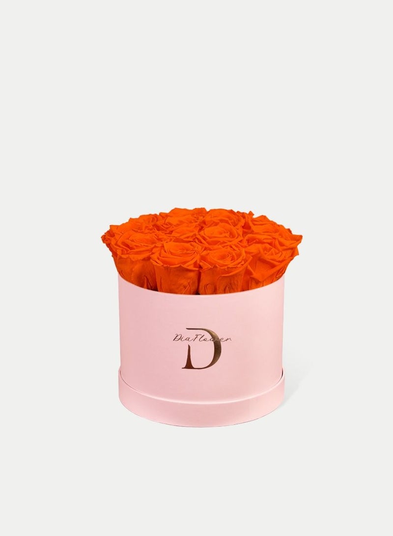 Dia FLOWER Infinity Round Box, Orange 12 ROSES SMALL - Image 2