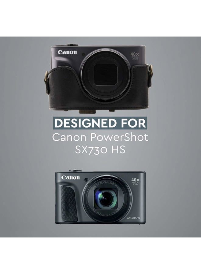 MegaGear MG1173 Canon PowerShot SX740 HS, SX730 HS Ever Ready Leather Camera Case with Strap - Black - Image 5