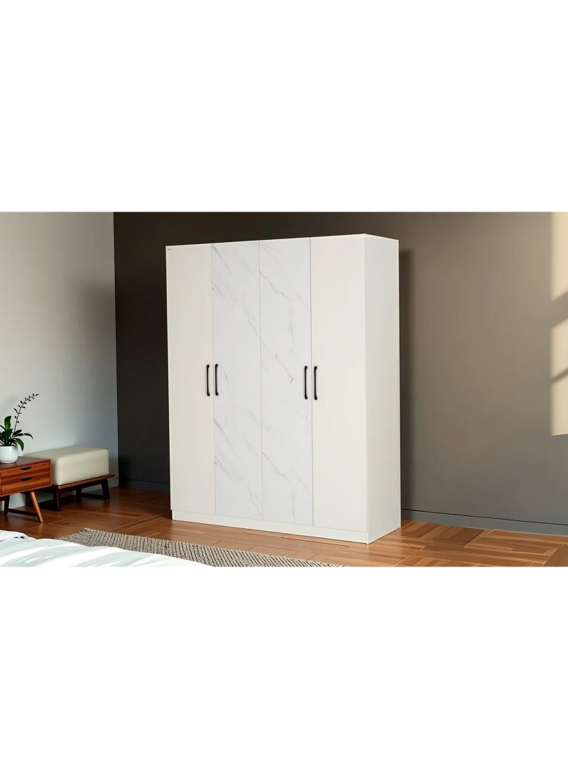 ROYALOAK Royaloak Archer 4 Door Wardrobe | MDF Construction | Elegant Melamine Finish | Modern Design | Durable & Long-lasting | Freestanding Design | Cupboard  - Image 2