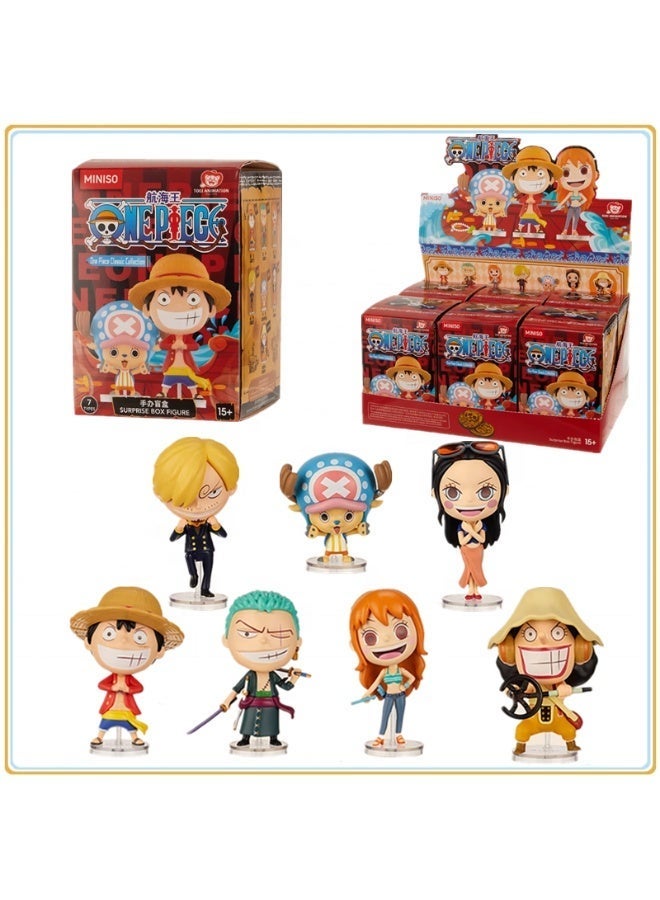 MINISO x One Piece Classic Characters Collection Collectible Figure Blind Box, Full Display Set of 6 Sealed Mystery Boxes, Character Collectible for Display and Gifting - Image 1